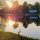 Sunset over the lake at American Wilderness Campground near Cleveland, Ohio