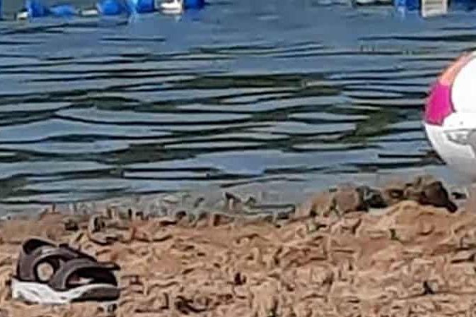 Summer day at the swimming beach at American Wilderness Campground near Cleveland, Ohio